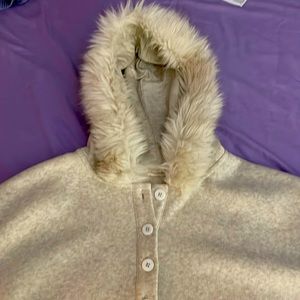 Soft Surroundings fur hooded pullover sweatshirt